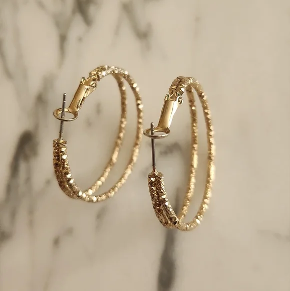 Bay Studio Gold Tone Double Hoops - Picture 4 of 4